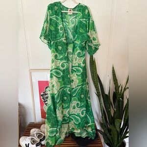 EUC FARM Rio Vibrant Green Maxi duster size XS